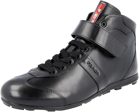 Amazon.com | Prada Men's 4T2788 Black Leather Sneaker US 8